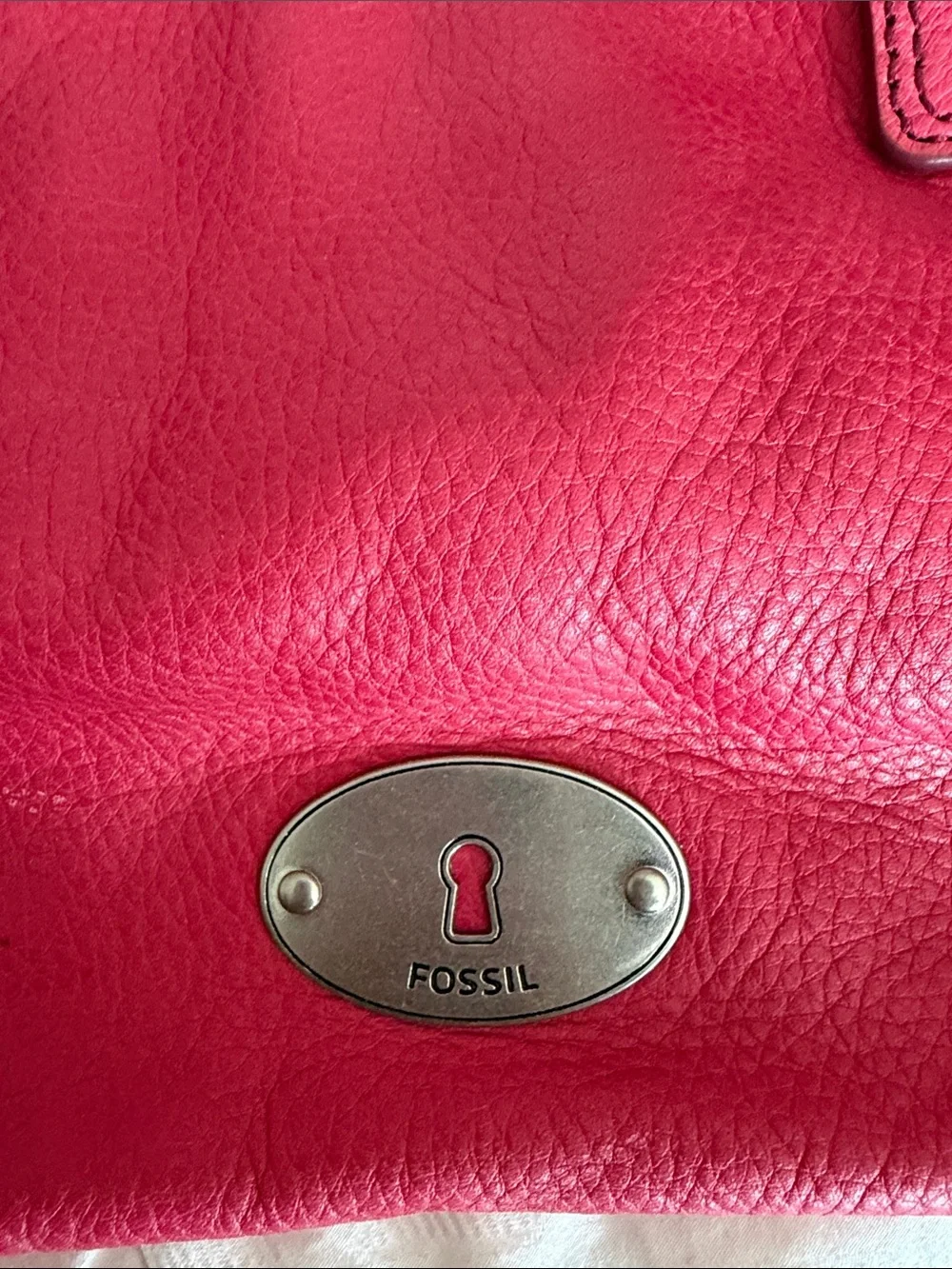 Fossil Hot Pink Leather Satchel Handbag